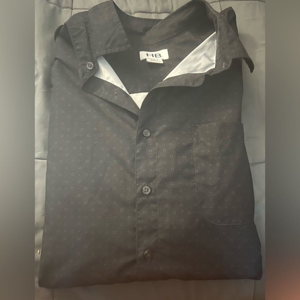 HARBOR BAY MENS BLACK DRESS SHIRT - Picture 2 of 6